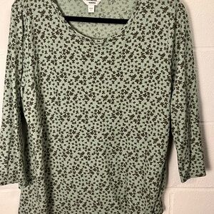 Sonoma Sage Green Floral Long Sleeve Top